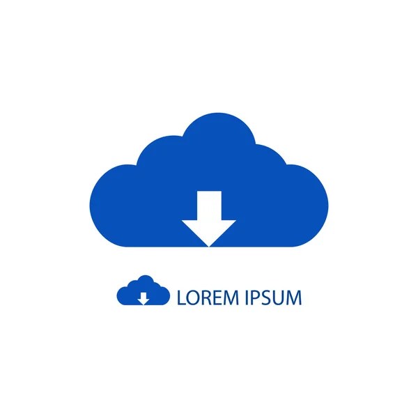 Nube azul con signo de descarga como logotipo — Archivo Imágenes Vectoriales
