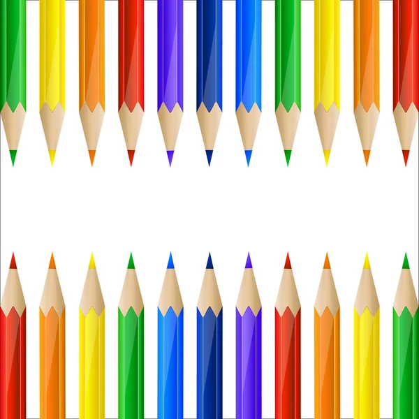 Bordure faite de crayons colorés — Image vectorielle