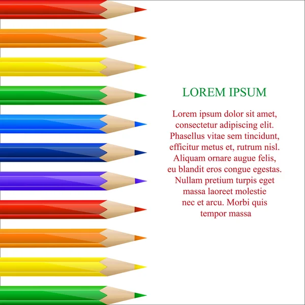 Linker zijrand gemaakt van kleurrijke potloden — Stockvector