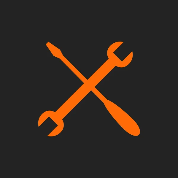 Orange crossed tools on black — Stock Vector