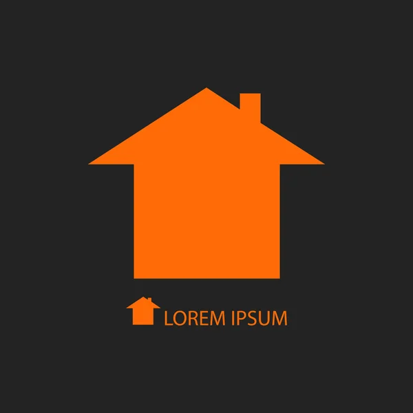 Logotipo da casa laranja no fundo preto — Vetor de Stock
