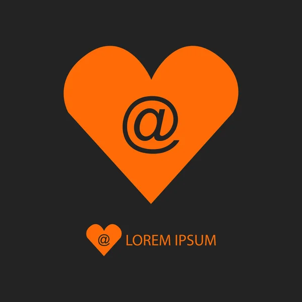 Símbolo de correio de amor laranja em preto — Vetor de Stock