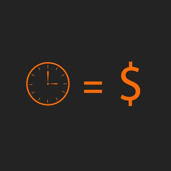 Time is money. Orange on black — Stock Vector