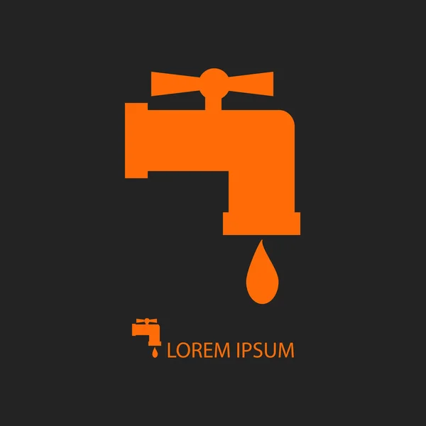 Orange tap with water drop on black — Stock Vector