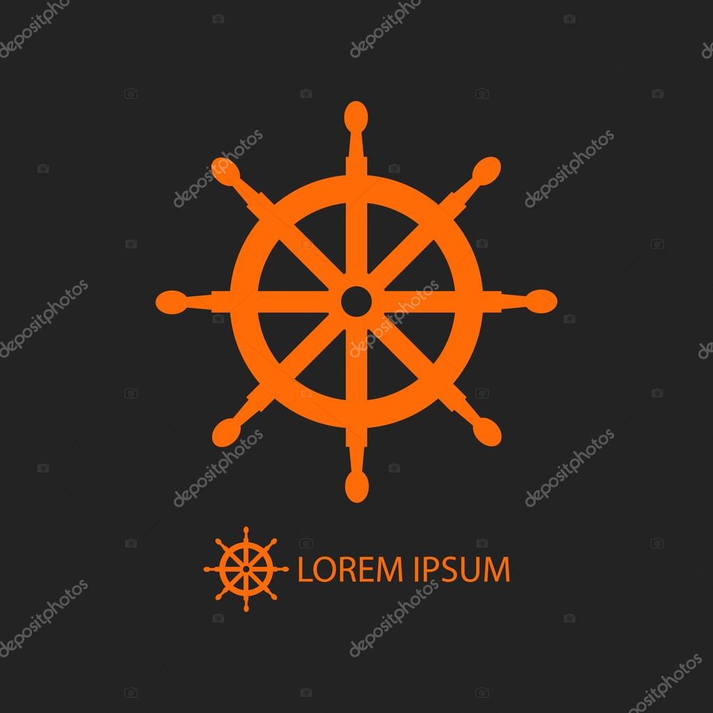 Orange helm as logo with copyspace on black background