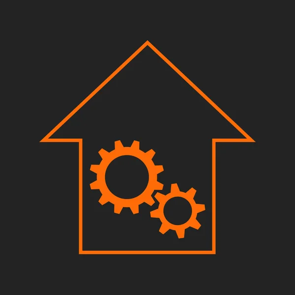 Siyah ve turuncu ev dişli tekerlekli — Stok Vektör