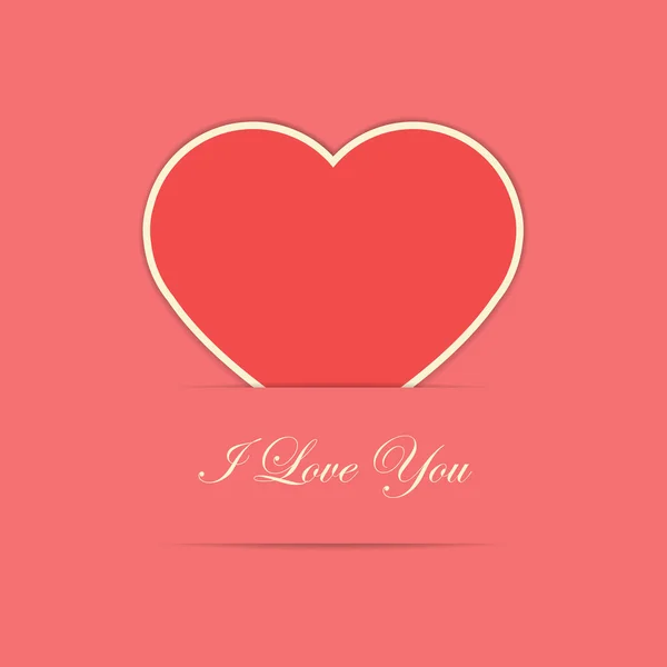 Valentine card with red paper heart — Stock Vector