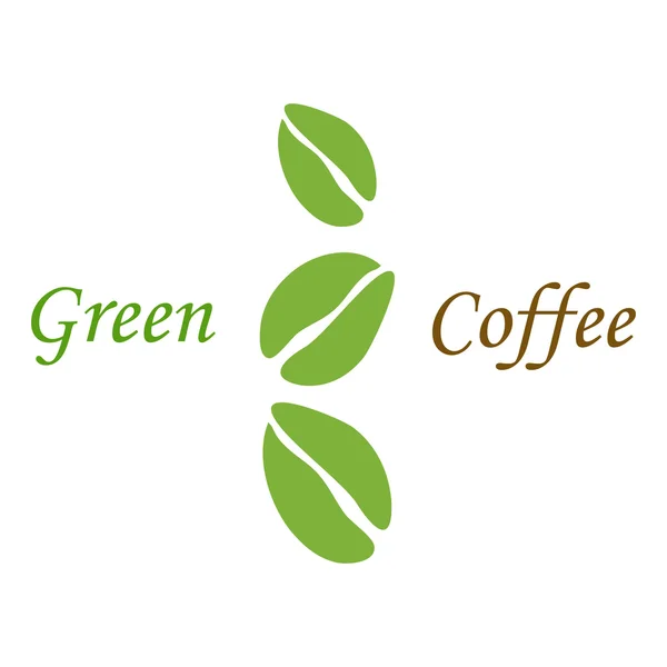 Drei grüne Kaffeebohnen auf weiß — Stockvektor