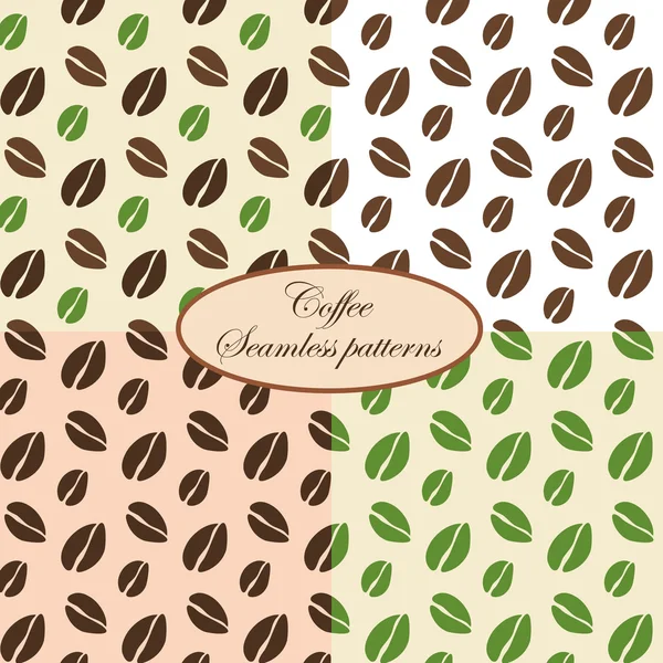 Set of four seamless coffee patterns — Stock Vector