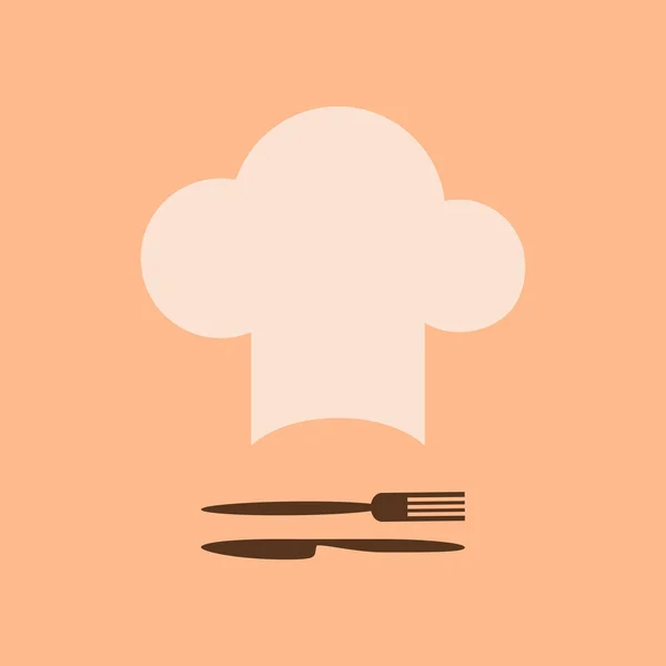 Szef kuchni kapelusz i widelec z nożem — Wektor stockowy