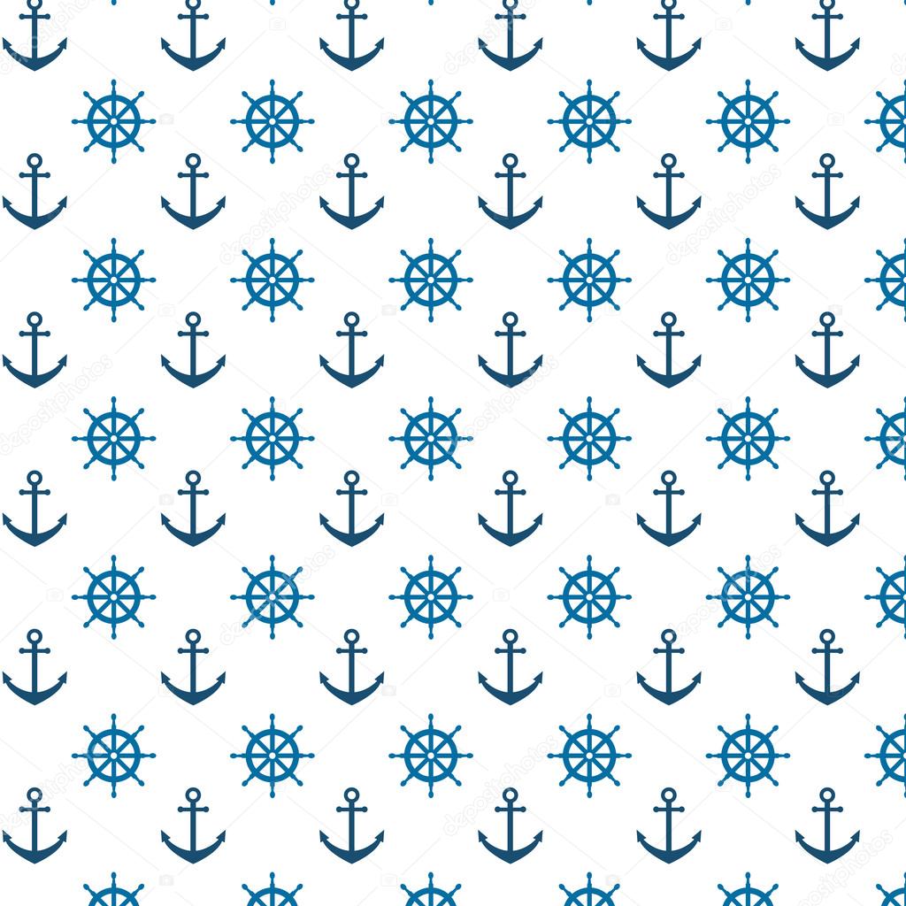 Pattern with blue anchors and helms