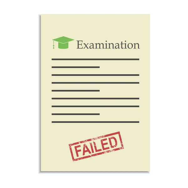 Examination paper with failed stamp — Stock Vector