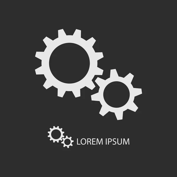 Koyu gri logo olarak beyaz dişli tekerler