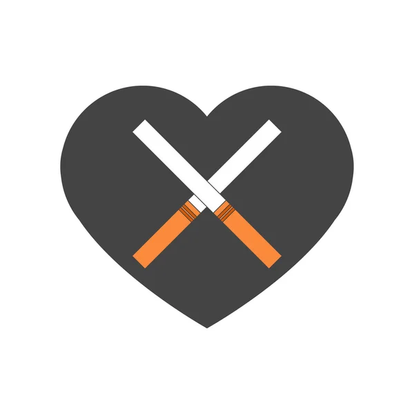 Keresztezett cigarettát szív — Stock Vector