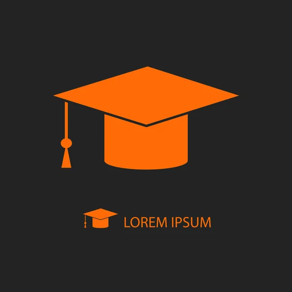 Sombrero de graduación naranja como logotipo — Archivo Imágenes Vectoriales