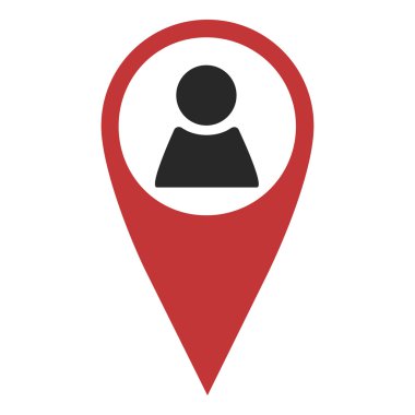 Kırmızı geo PIN kişi işareti ile