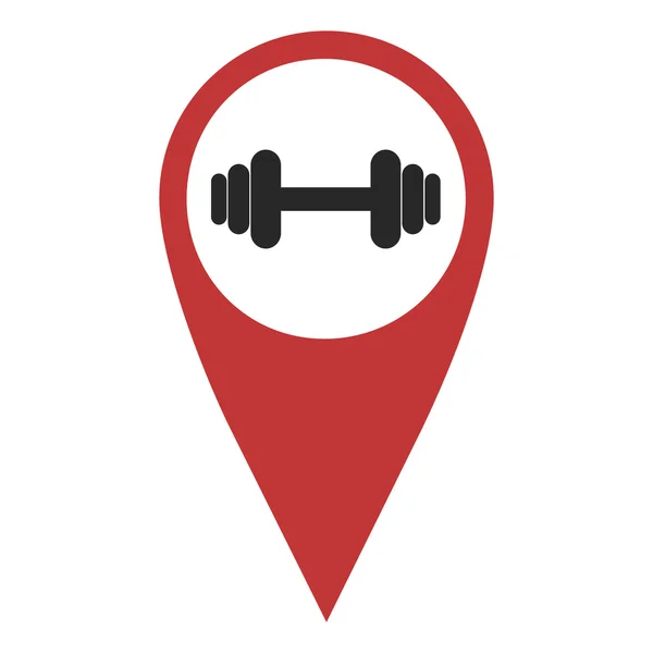 Rode geo pin met dumbbell — Stockvector