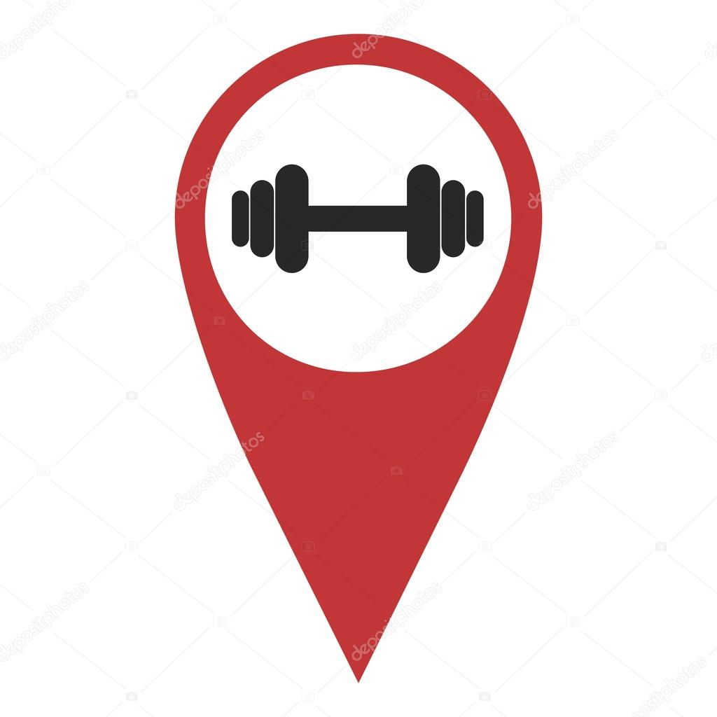Red geo pin with dumbbell