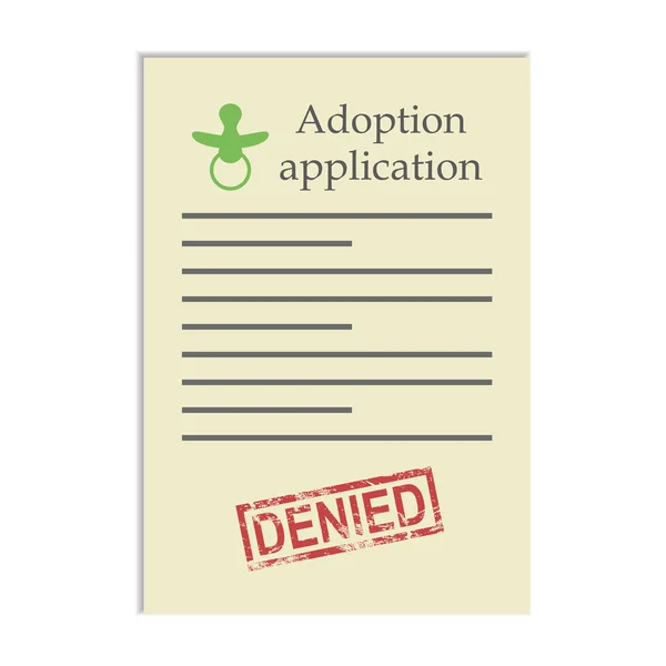 Adoption application with denied stamp — Stock Vector