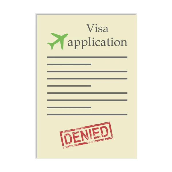 Demande de visa avec timbre refusé — Image vectorielle