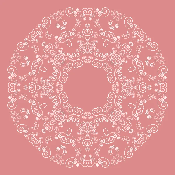 Round lacy pattern on pink background — Stock Vector