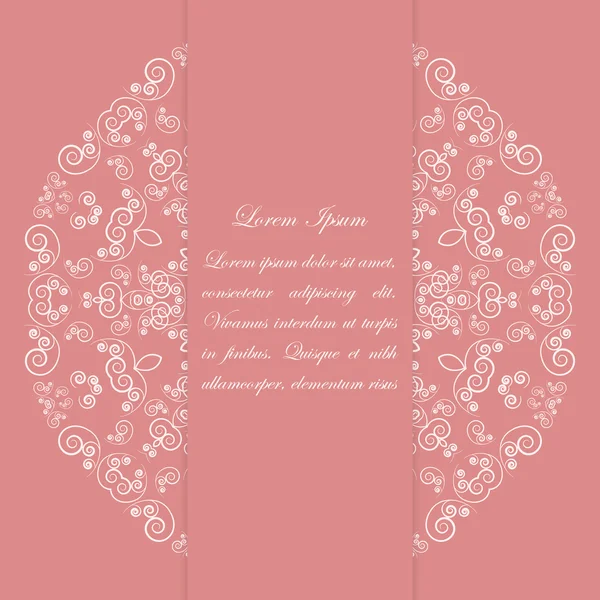 Projeto de cartão rosa com padrão ornamentado — Vetor de Stock