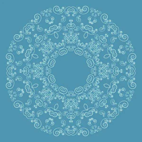 Dentelle ronde motif sur fond bleu — Image vectorielle