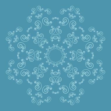 Süslü çiçek deseni mavi zemin üzerine