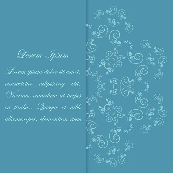 Projeto de cartão azul com padrão de flor ornamentado — Vetor de Stock