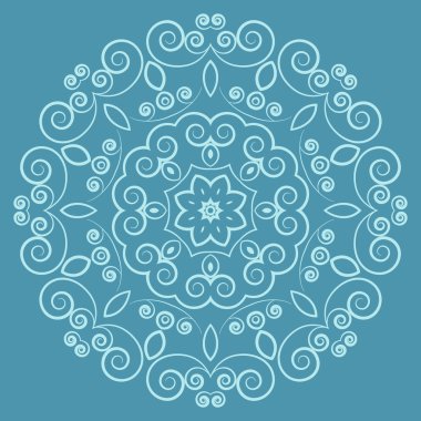 Mavi arka plan üzerinde yuvarlak dantel vintage desen