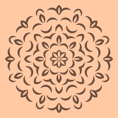 Yuvarlak kahverengi çiçek deseni üzerinde bej artalanları