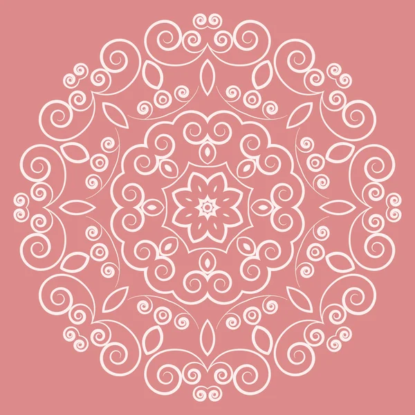 Dentelle ronde motif blanc sur fond rose — Image vectorielle