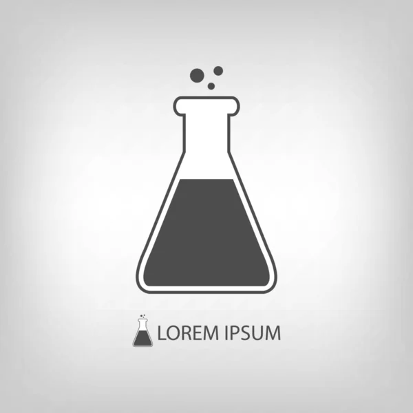 Grey flask as chemistry logo — Stock Vector