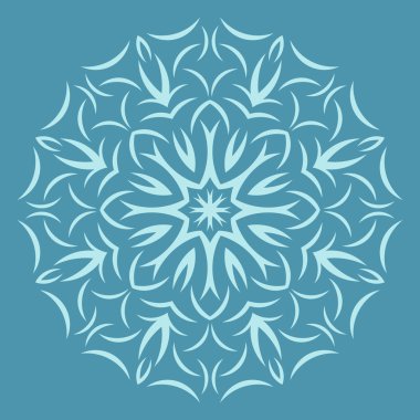 Mavi arka plan üzerinde yuvarlak çiçek deseni