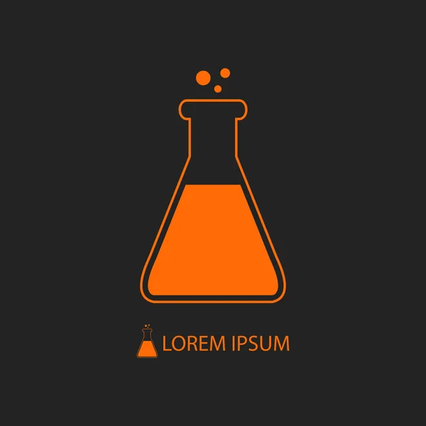 Orange flask as chemistry logo — Stock Vector