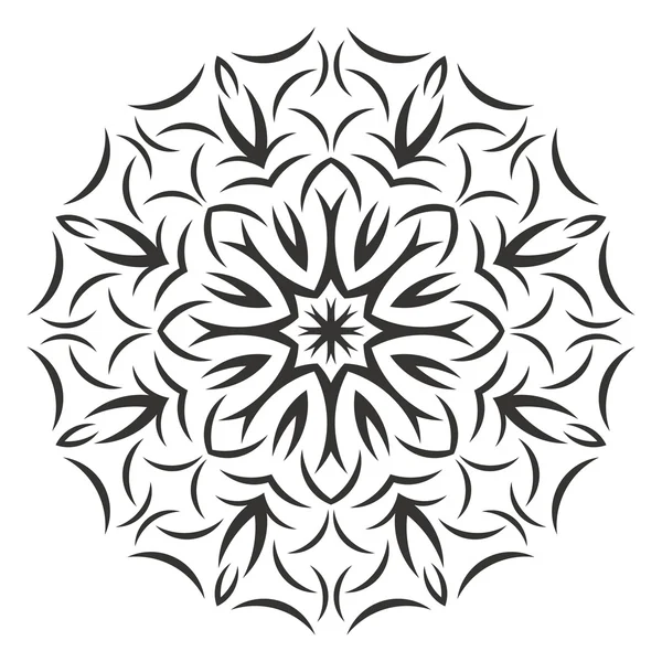 Round black flower pattern on white background — Stock Vector