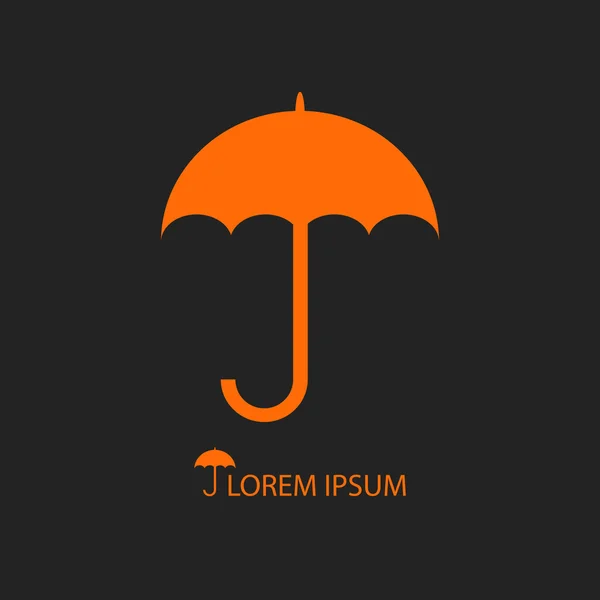 Orangefarbener Regenschirm als Logo — Stockvektor