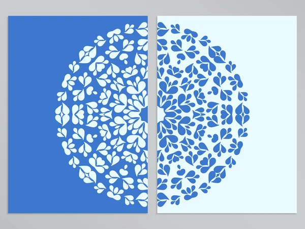 用圆形图案的蓝色和白色传单设计 — 图库矢量图片