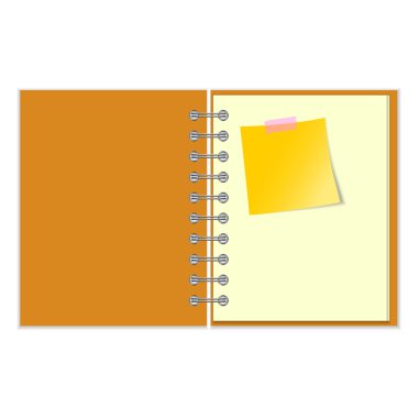 Açık defter ile sarı etiket