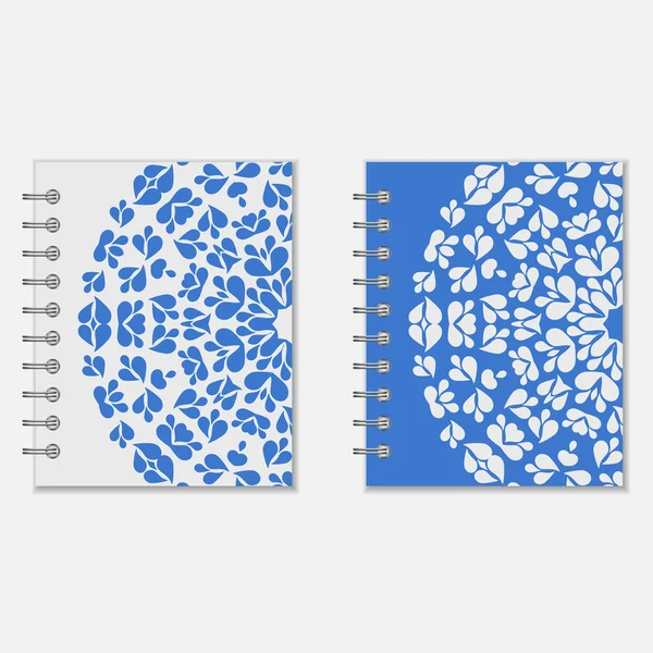 Two blue and white notebook covers design — Stock Vector