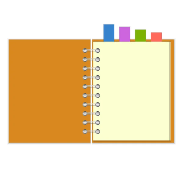Caderno em branco com marcadores coloridos — Vetor de Stock