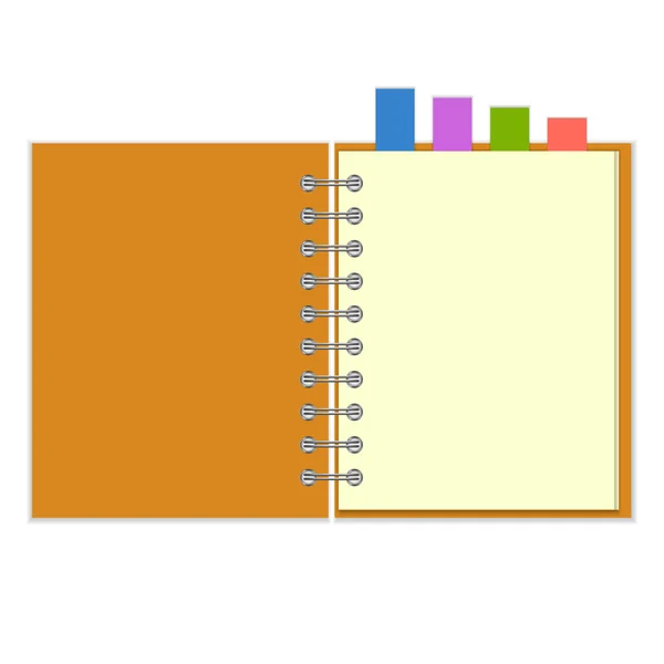 Blank notebook with colorful bookmarks — Stock Vector