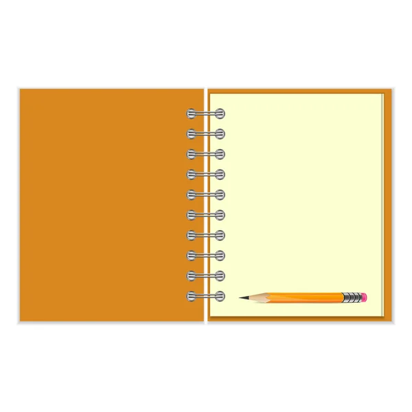 Caderno e lápis em branco — Vetor de Stock