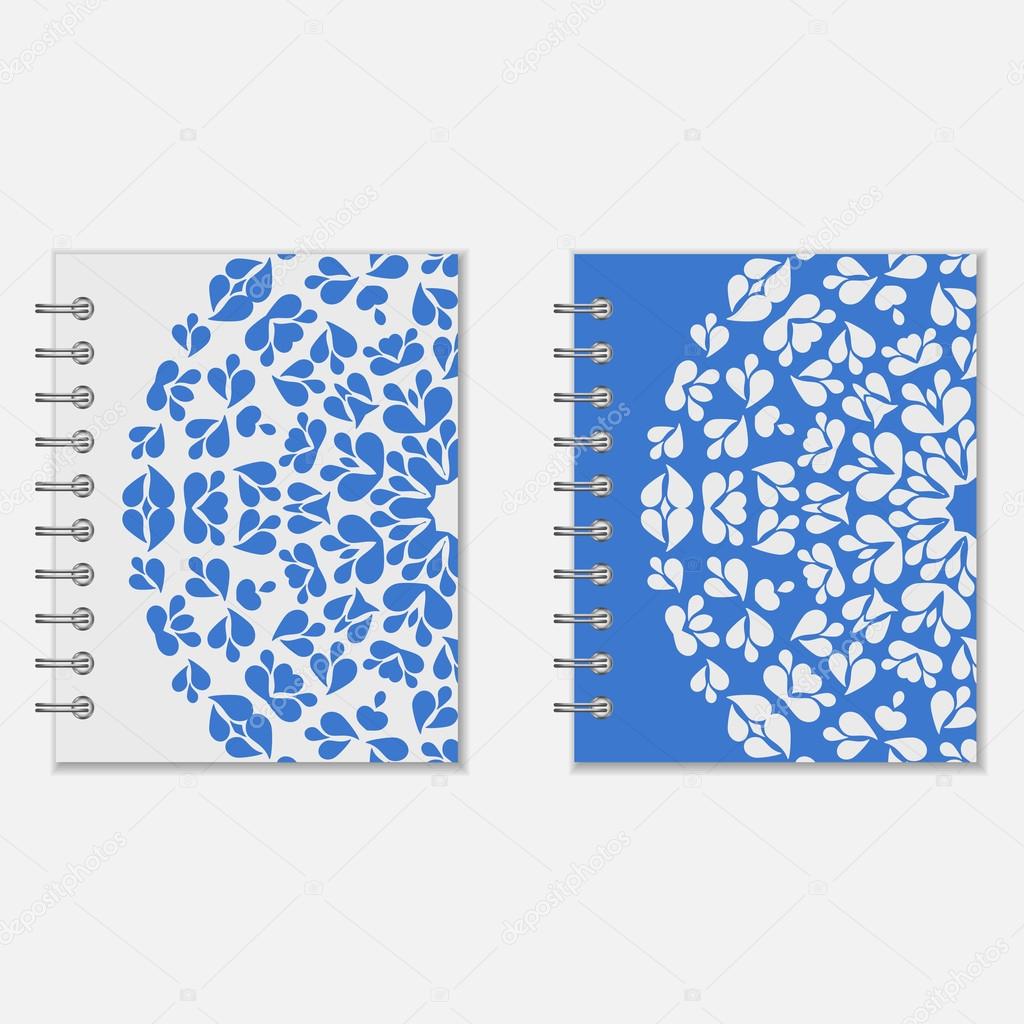 Two blue and white notebook covers design