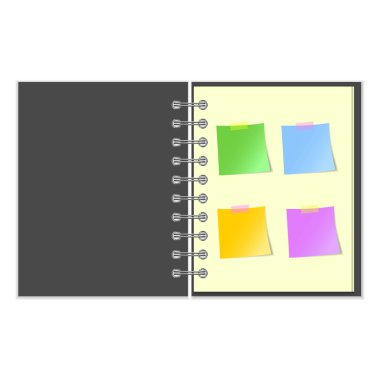 Açık gri kapak defter çıkartmaları ile