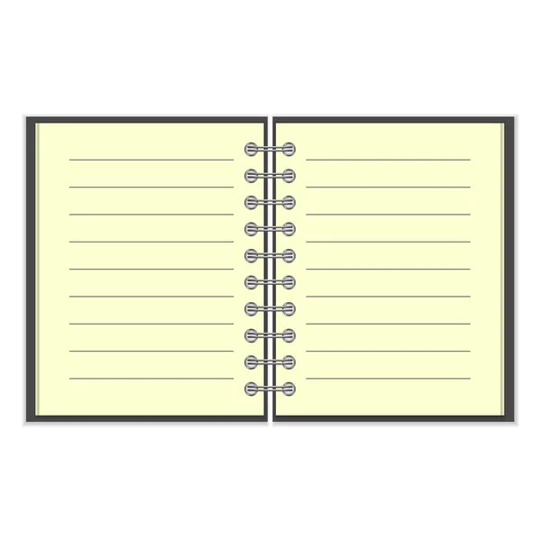 Cuaderno espiral abierto forrado — Vector de stock