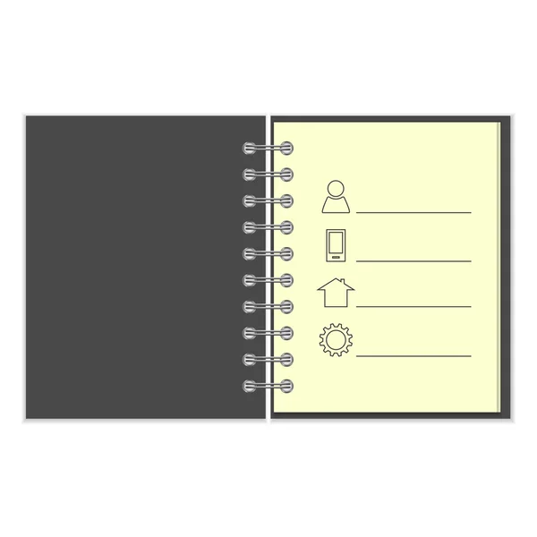 Cuaderno encuadernado con información personal — Vector de stock