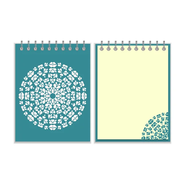 Blue cover notebook with round pattern — Stock Vector