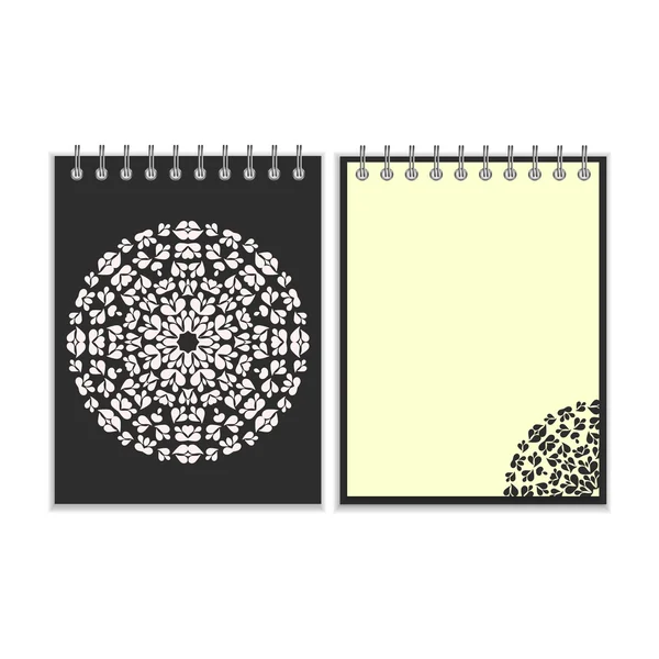 Black cover notebook with round pattern — Stock Vector