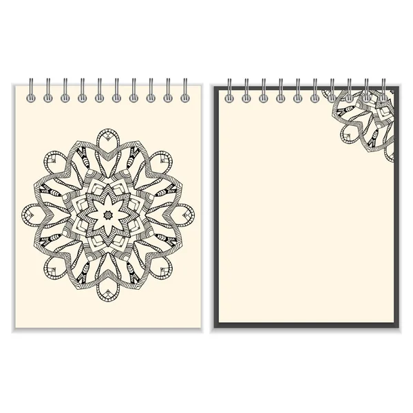 Cahier de couverture blanc avec motif noir fait main — Image vectorielle